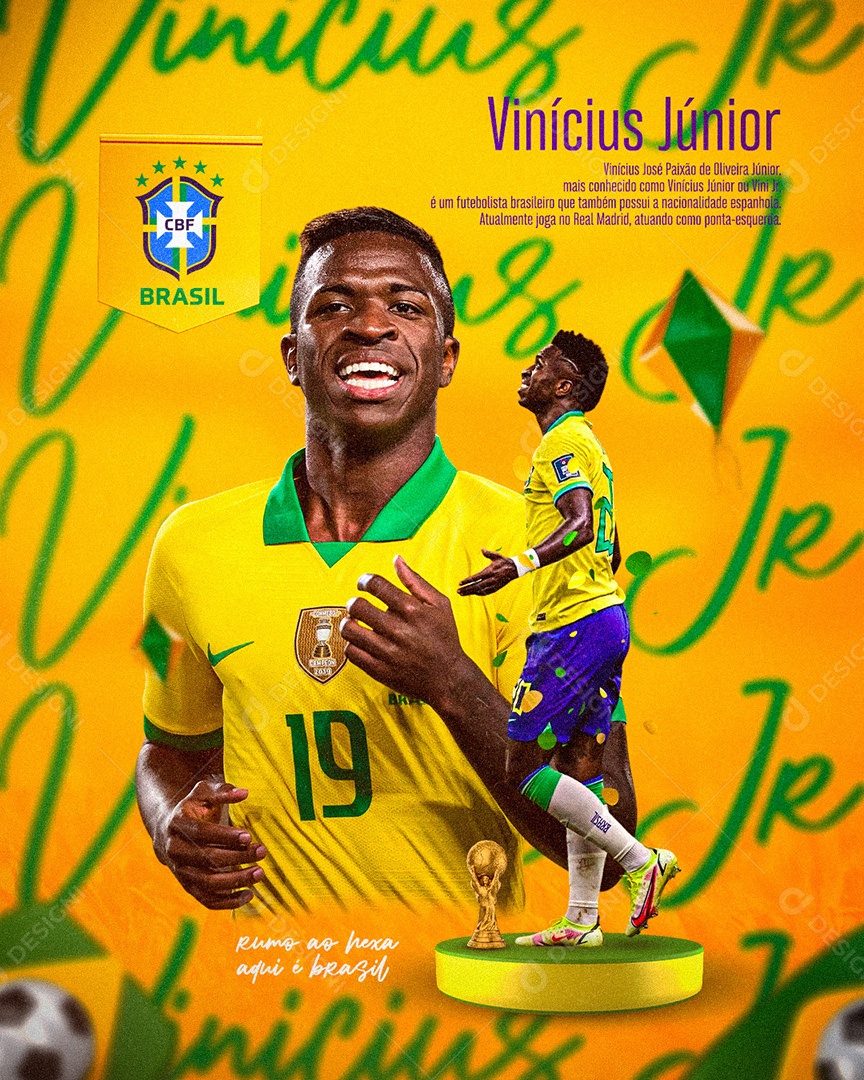Flyer Jogador de Futebol Vinícius Júnior Social Media PSD Editável