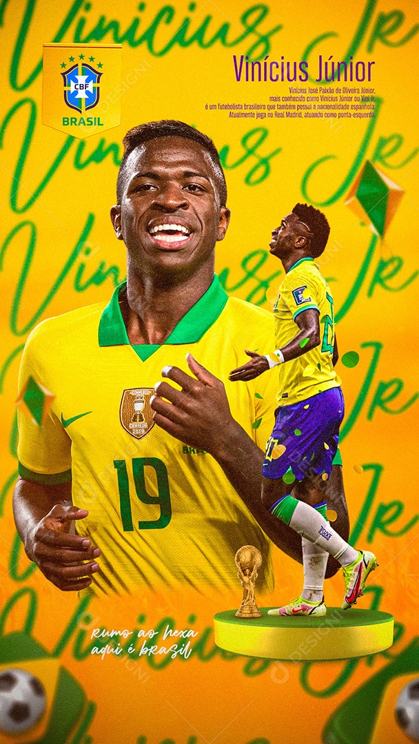 Flyer Jogador de Futebol Vinícius Júnior Story Social Media PSD Editável