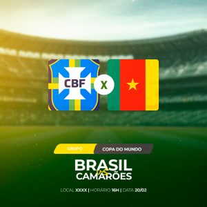 Brasil x Camarões Rumo ao Hexa Copa do Mundo Social Media PSD Editável