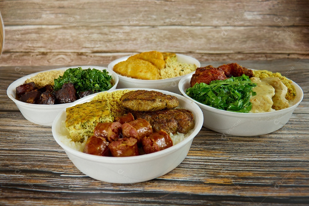 Marmitex made with Brazilian foods