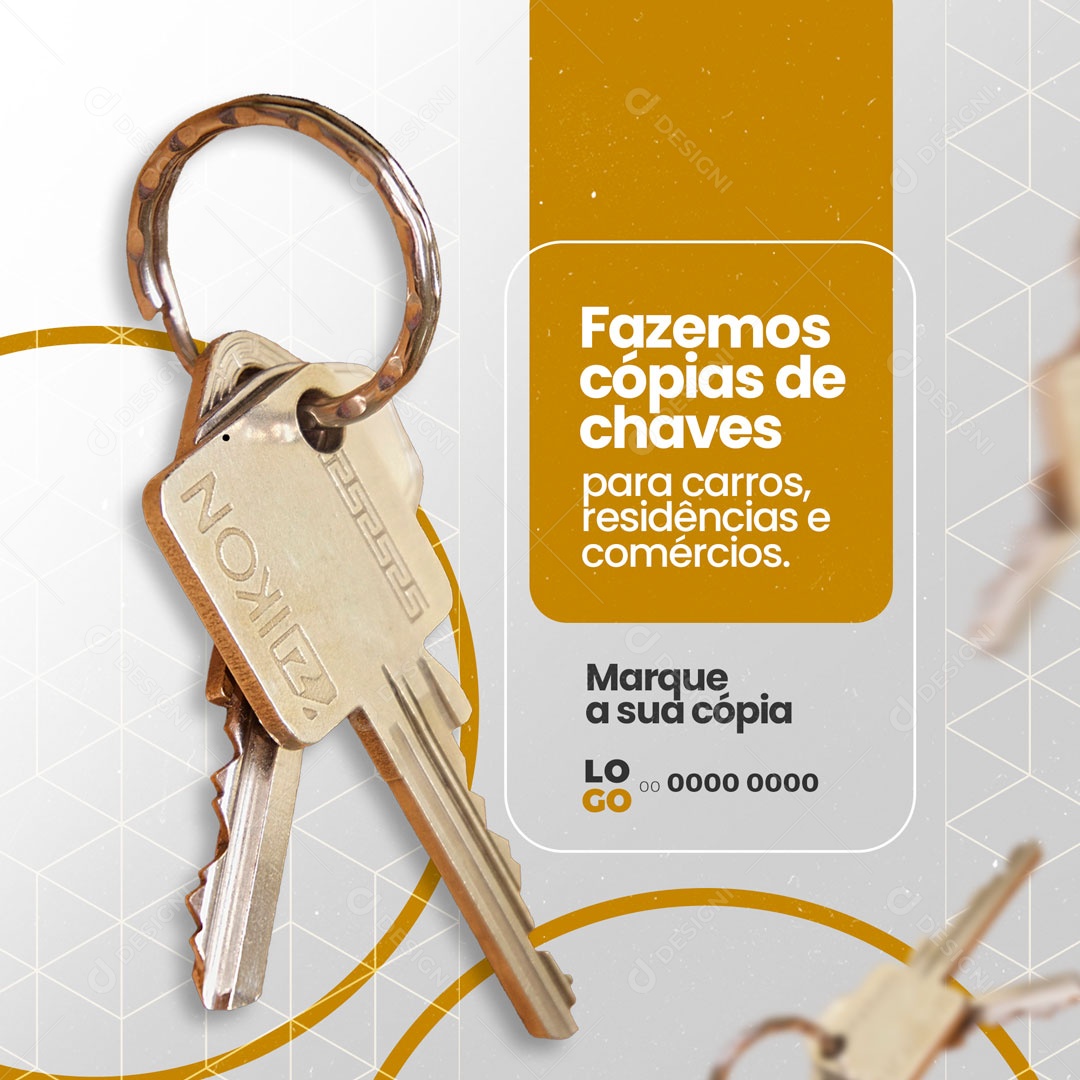 Fazemos Cópias de Chaves Chaveiros Social Media PSD Editável