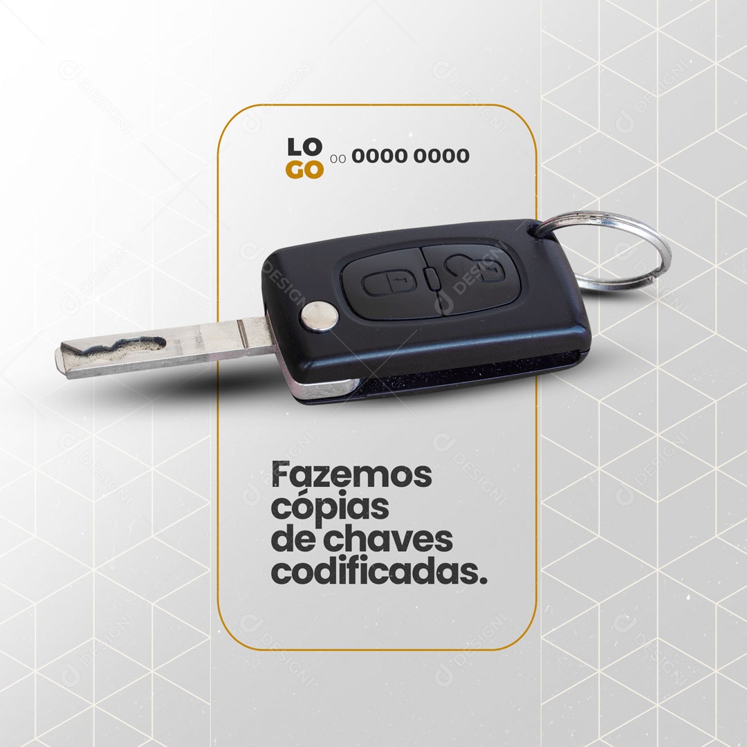 Fazemos Cópias de Chaves Codificadas Chaveiros Social Media PSD Editável