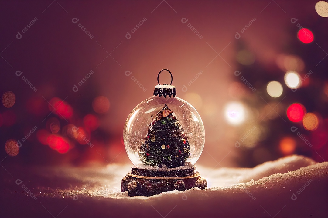 Imagem da adorável casa de Natal dentro de um globo de neve