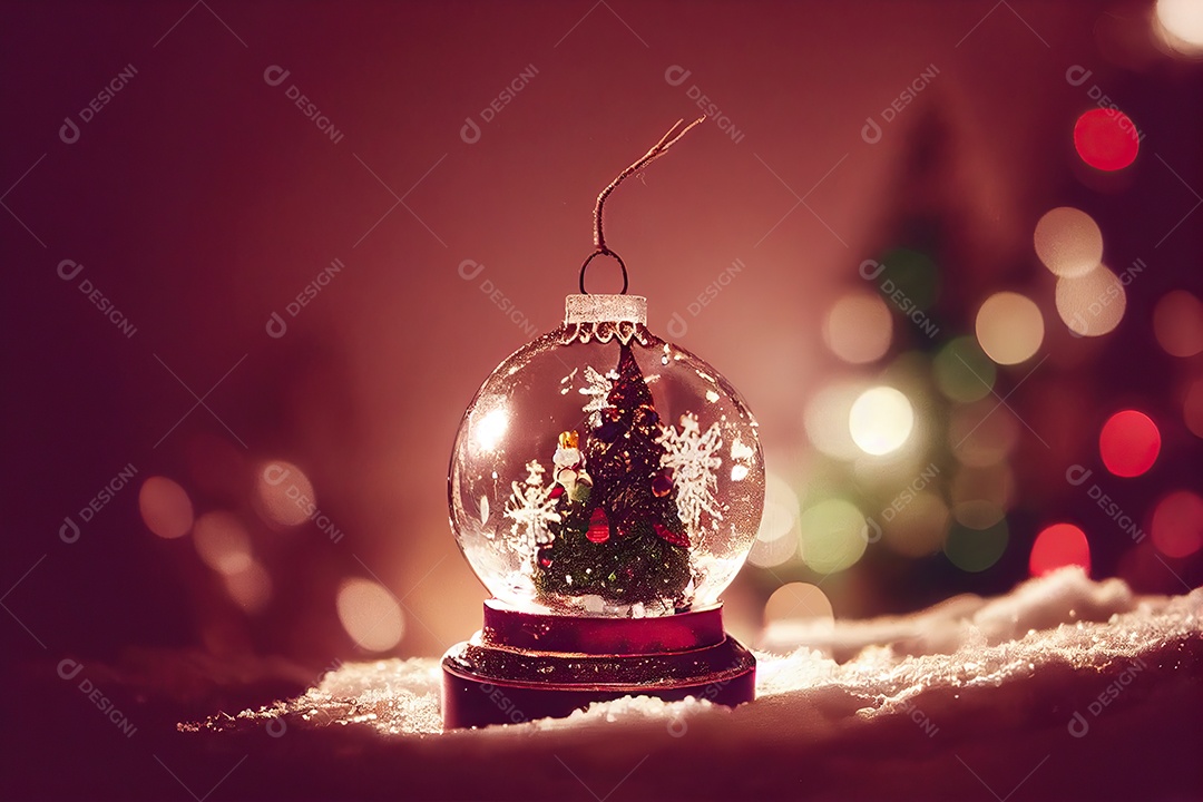 Imagem da adorável árvore de natal dentro de um globo de neve