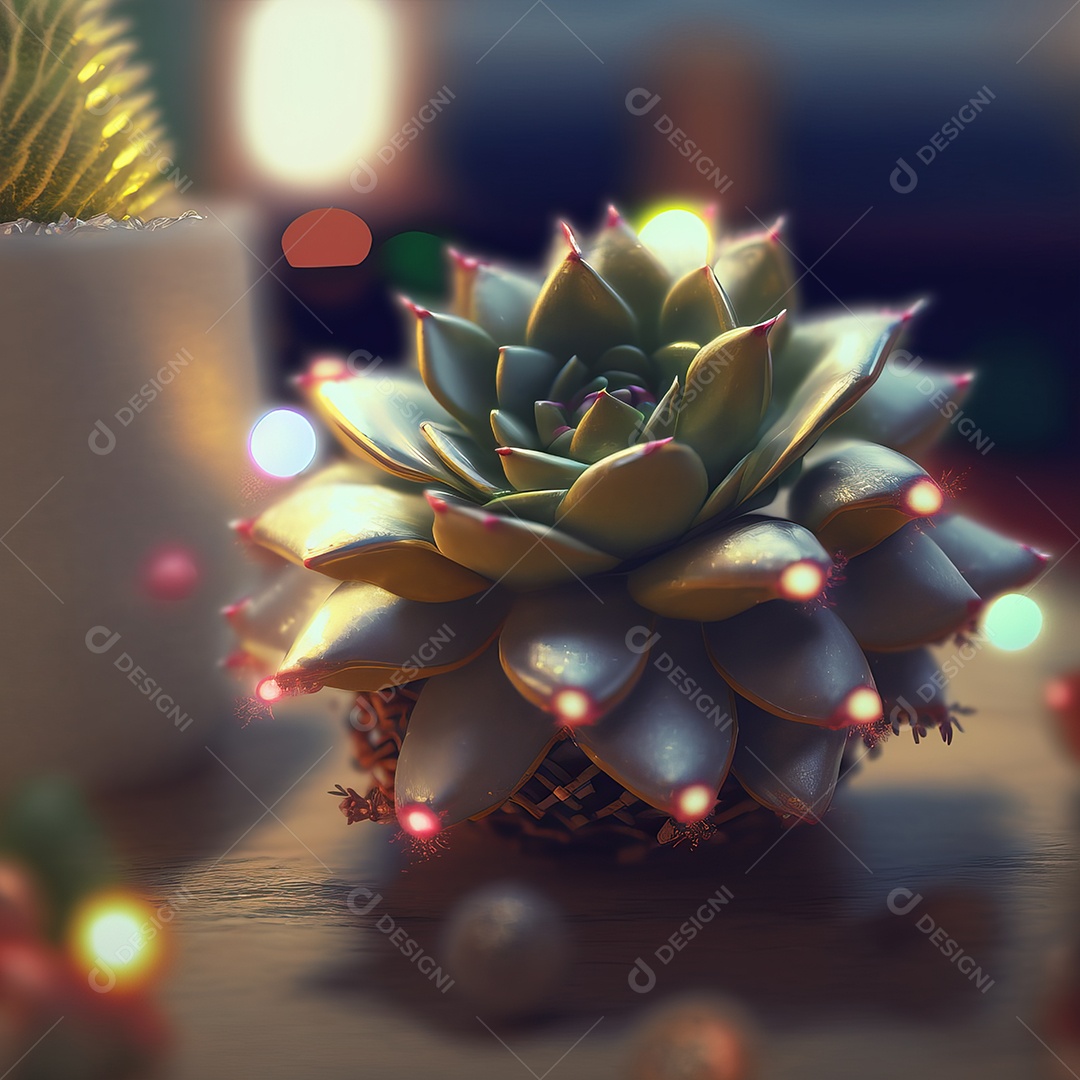 linda flor em uma mesa com enfeites de natal