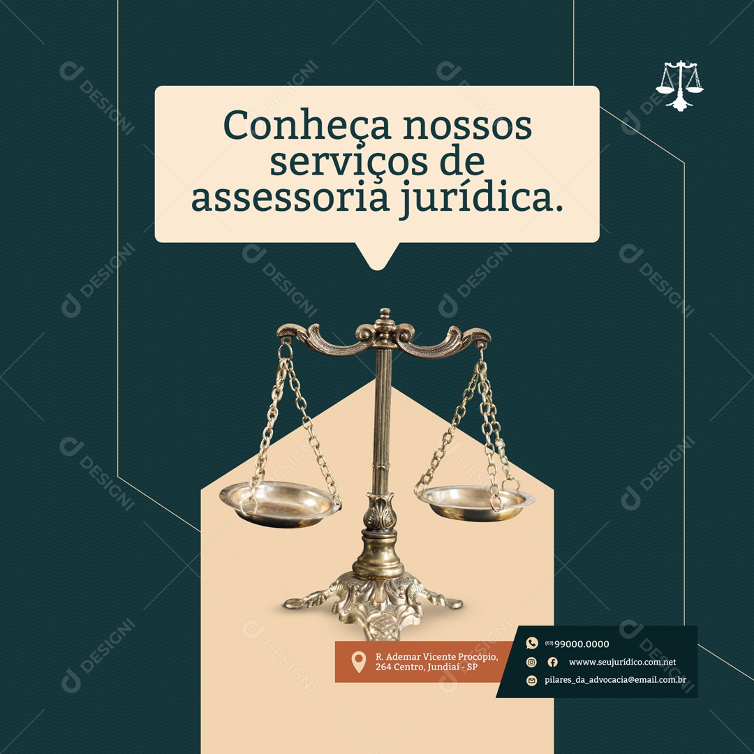 Conheça Nossos Serviços de Assessoria Jurídica Advocacia Social Media PSD Editável