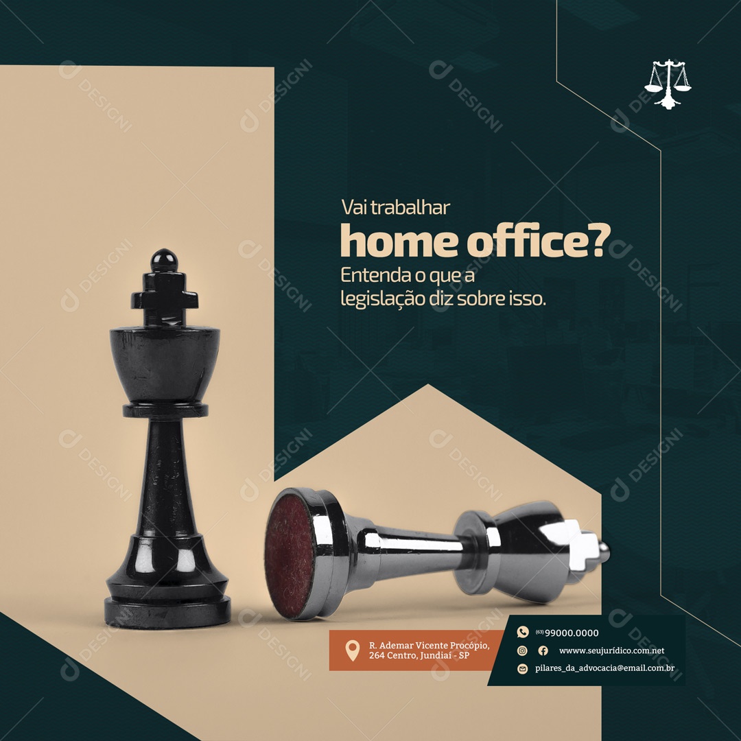 Vai Trabalhar Home Office?  Assessoria Jurídica Advocacia Social Media PSD Editável