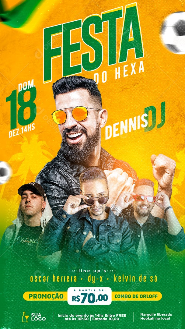 Story Flyer Festa do Hexa Social Media PSD Editável