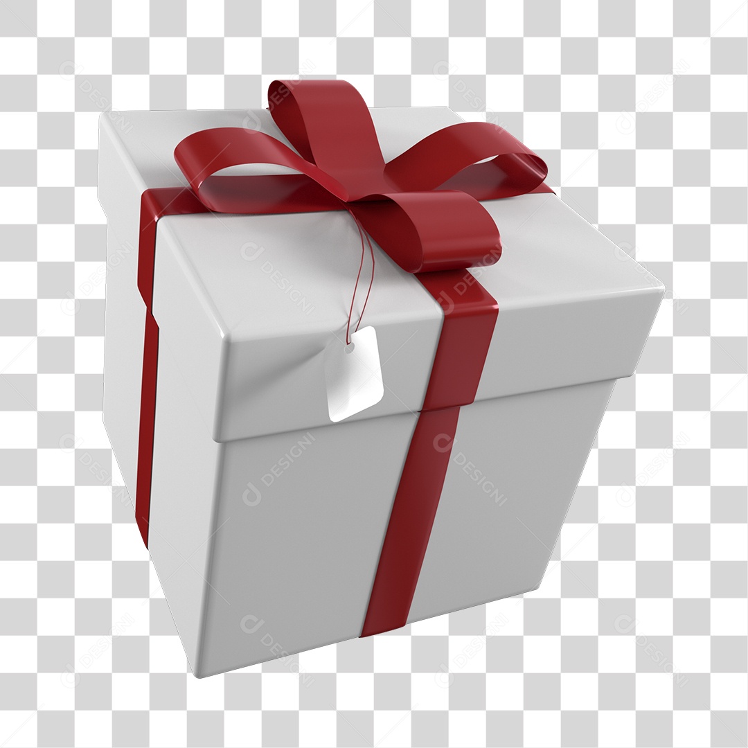 Caixa de Presente Natalina Com Fita Vermelha Elemento 3D Decorativo PNG
