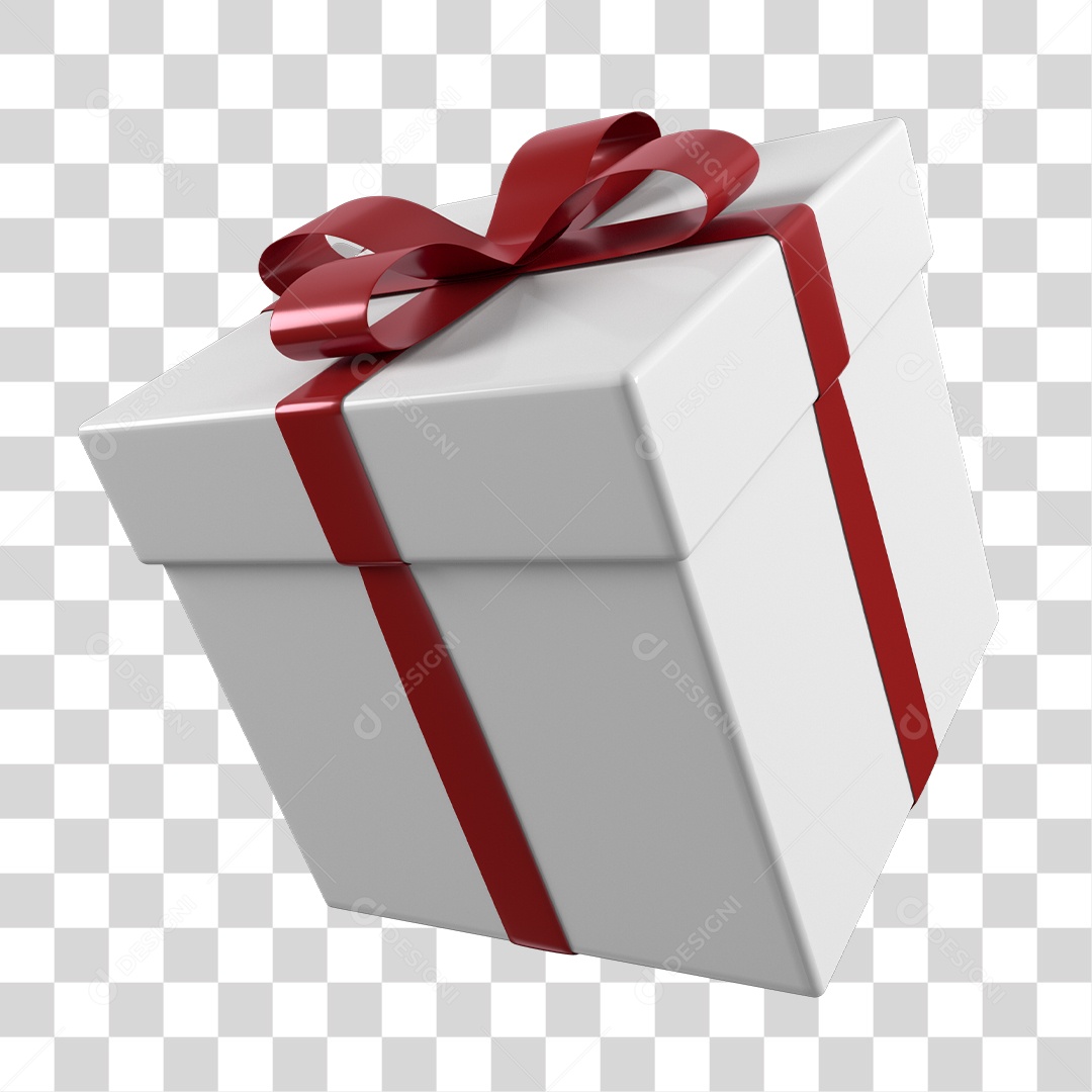 Caixa de Presente Natalina Com Fita Vermelha Elemento 3D Decorativo PNG