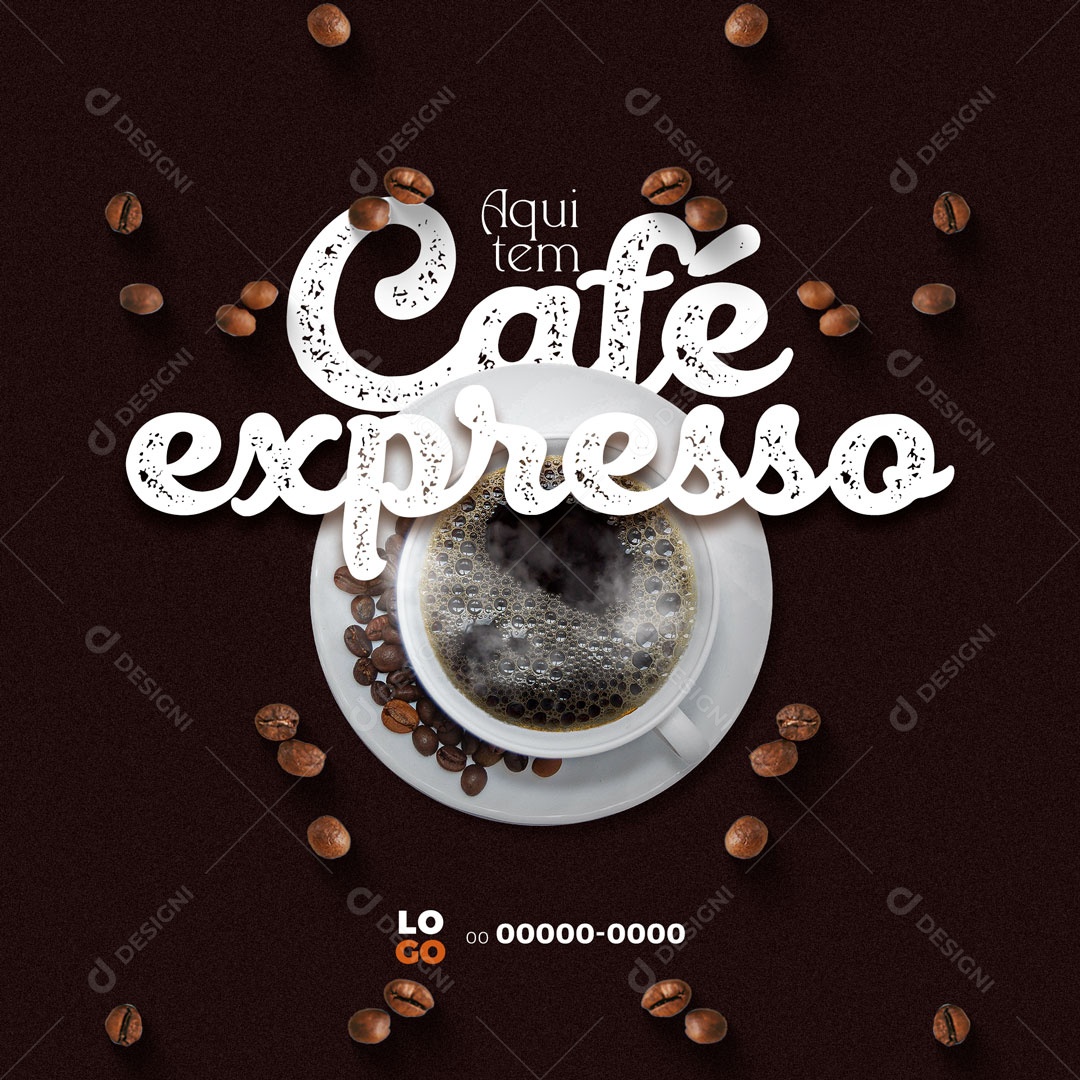 Aqui Tem Café Expresso Cafeteria Social Media PSD Editável