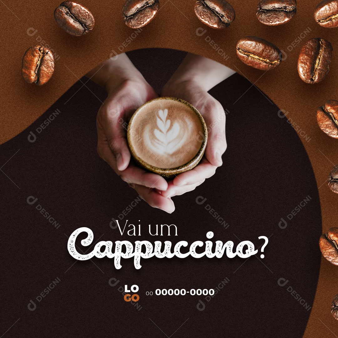 Vai um Cappuccino? Cafeteria Social Media PSD Editável