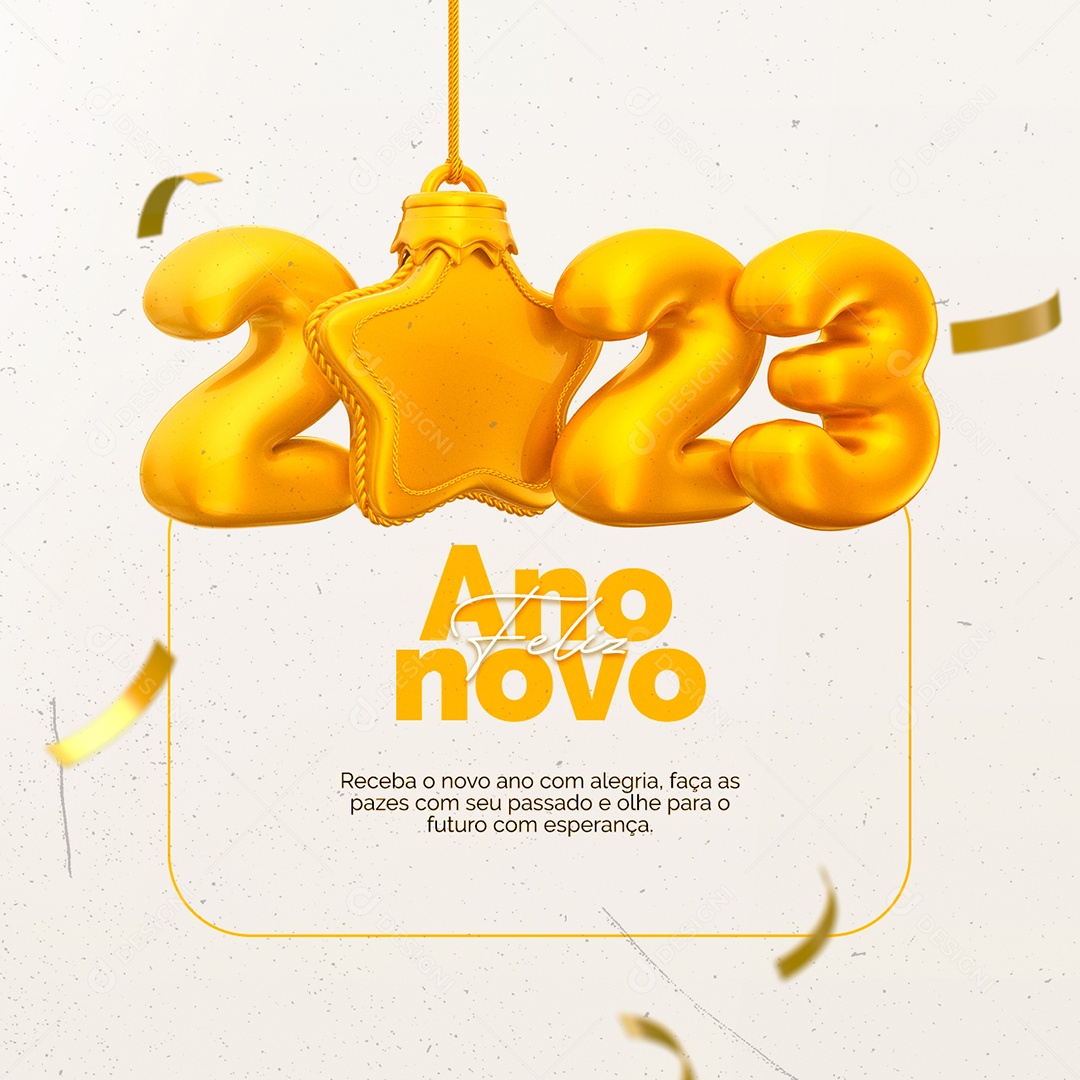 Receba o Novo Ano com Alegria Feliz Ano Novo Social Media PSD Editável