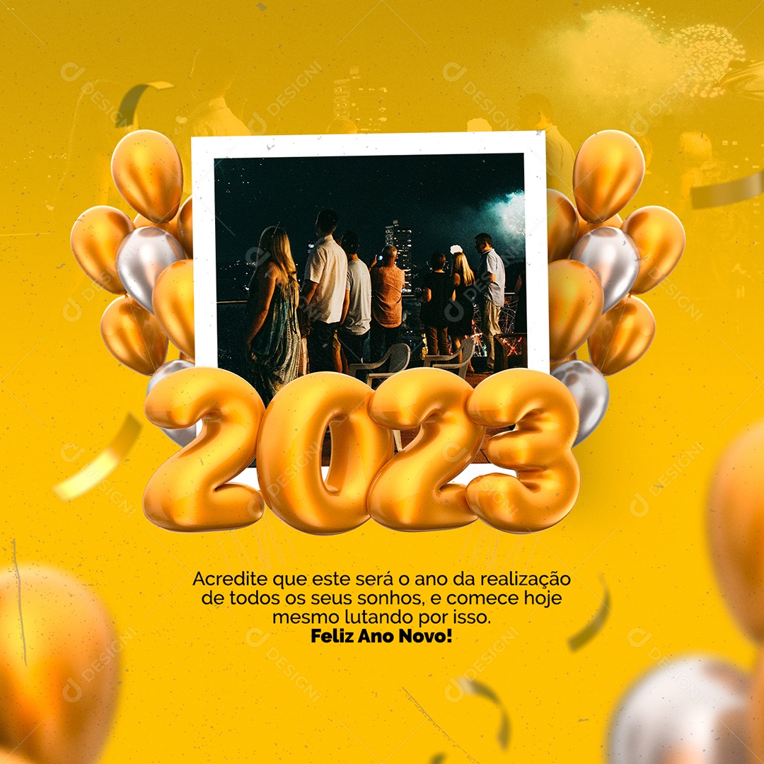 Acredite que Este será o Ano da Realização Feliz Ano Novo Social Media PSD Editável