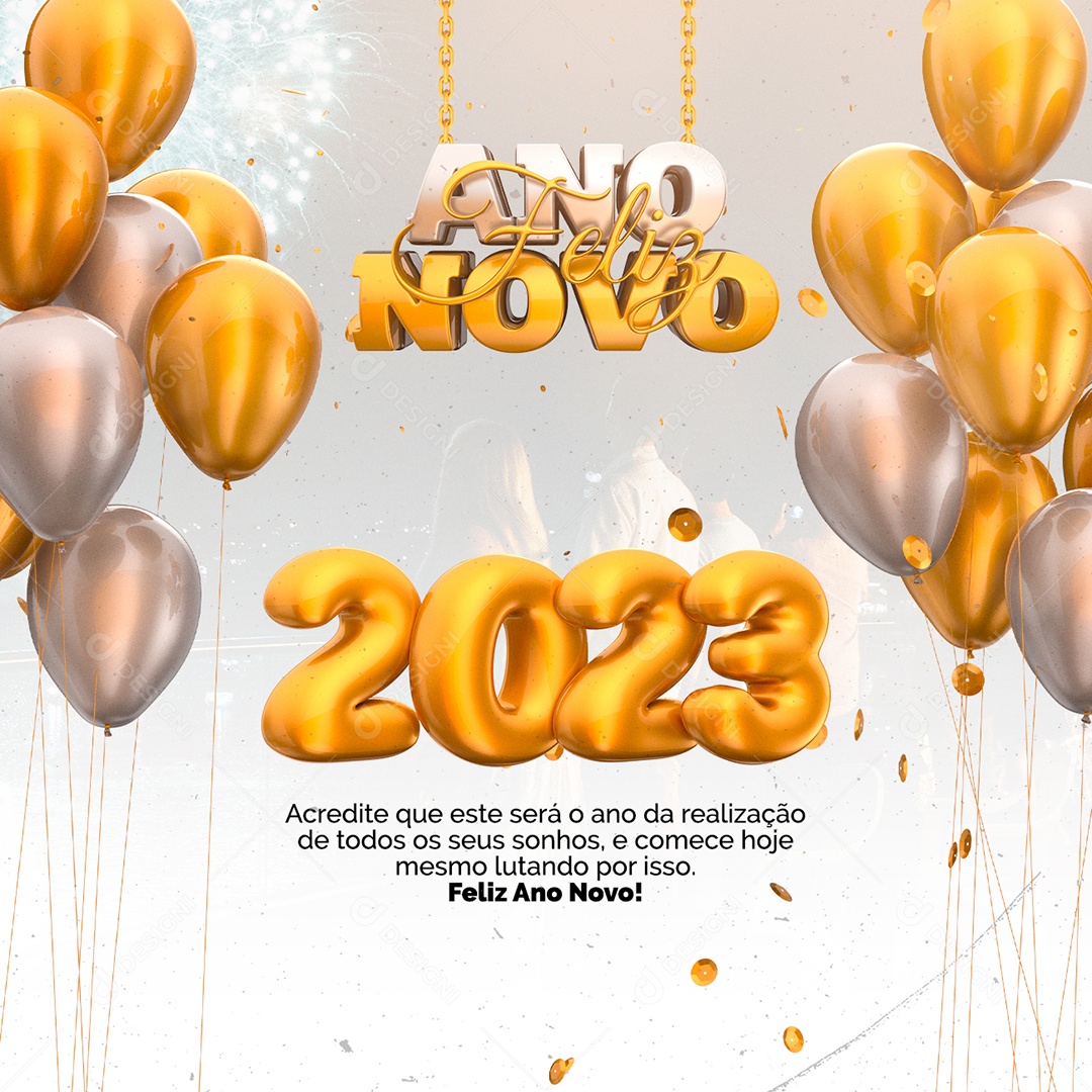 Acredite que Este será o Ano da Realização Feliz Ano Novo Social Media PSD Editável