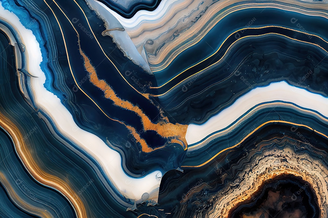 Luxuosa tinta azul marinho textura abstrata semelhante a mármore com dourado
