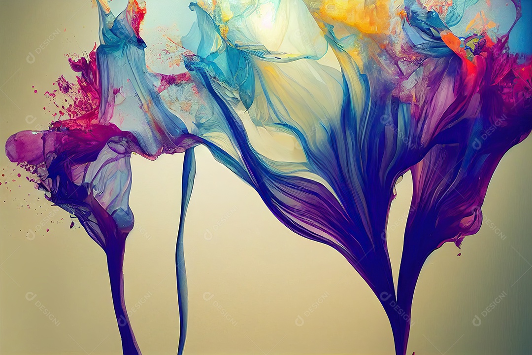 Textura abstrata luxuosa colorida fluido redemoinhos de mármore e veias de titânio na água