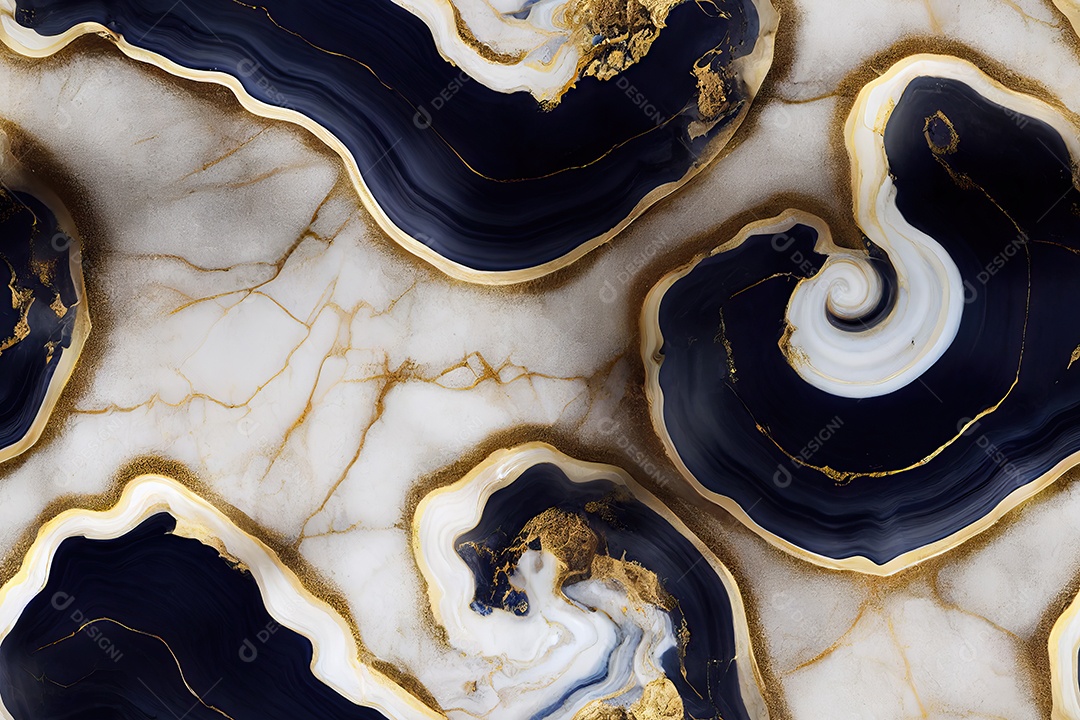 Luxuosa tinta azul marinho textura abstrata semelhante a mármore com dourado