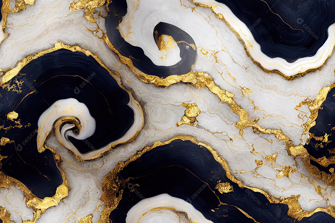 Luxuosa tinta azul marinho textura abstrata semelhante a mármore com dourado