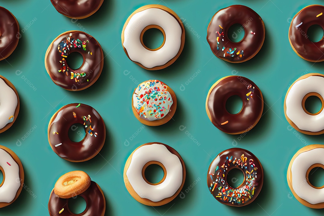 Textura de painel com ícones realistas de doces infantis rosquinhas
