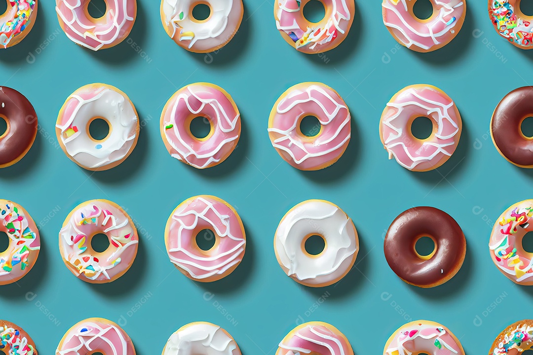 Textura de painel com ícones realistas de doces infantis rosquinhas