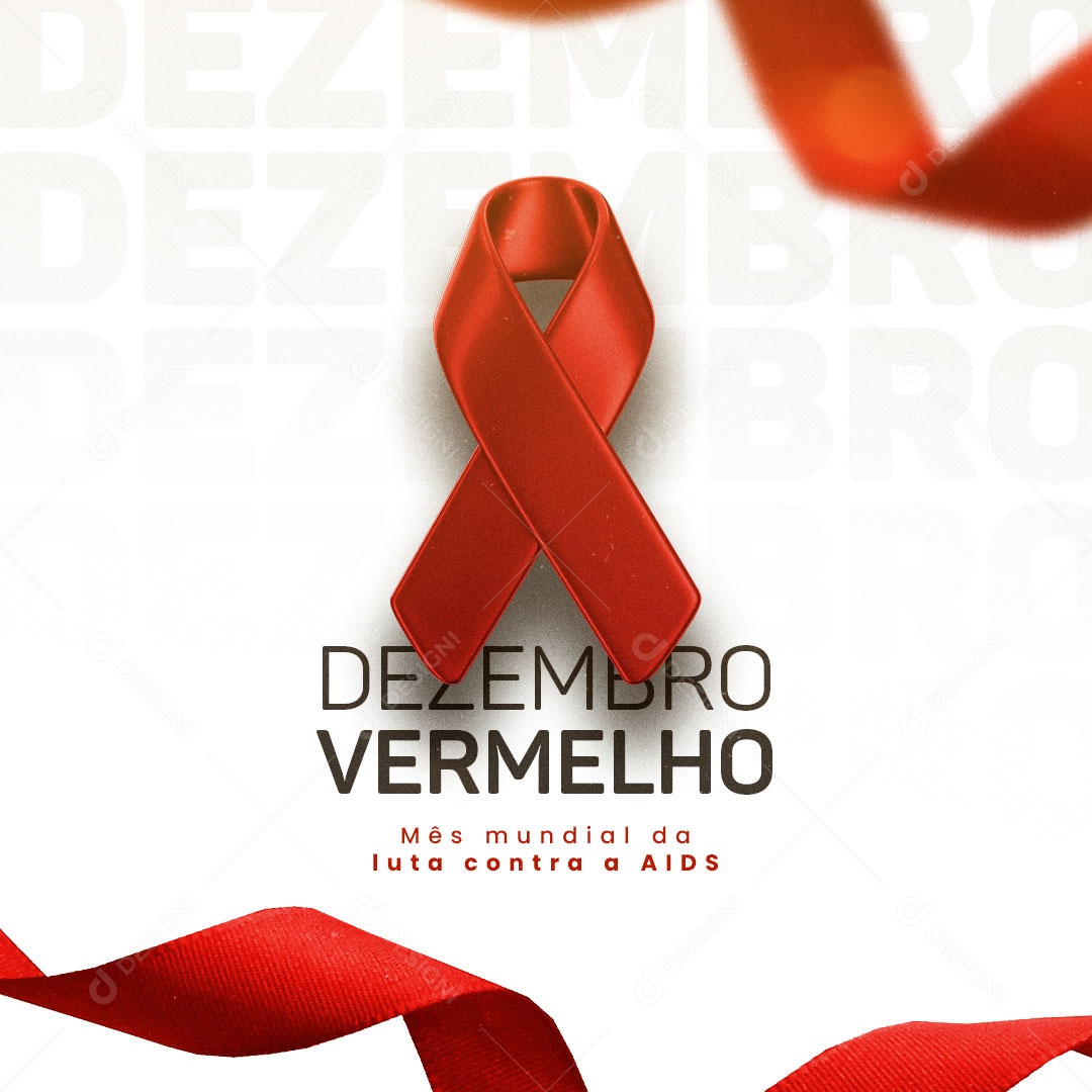 World AIDS Month Red December Social Media Editable PSD