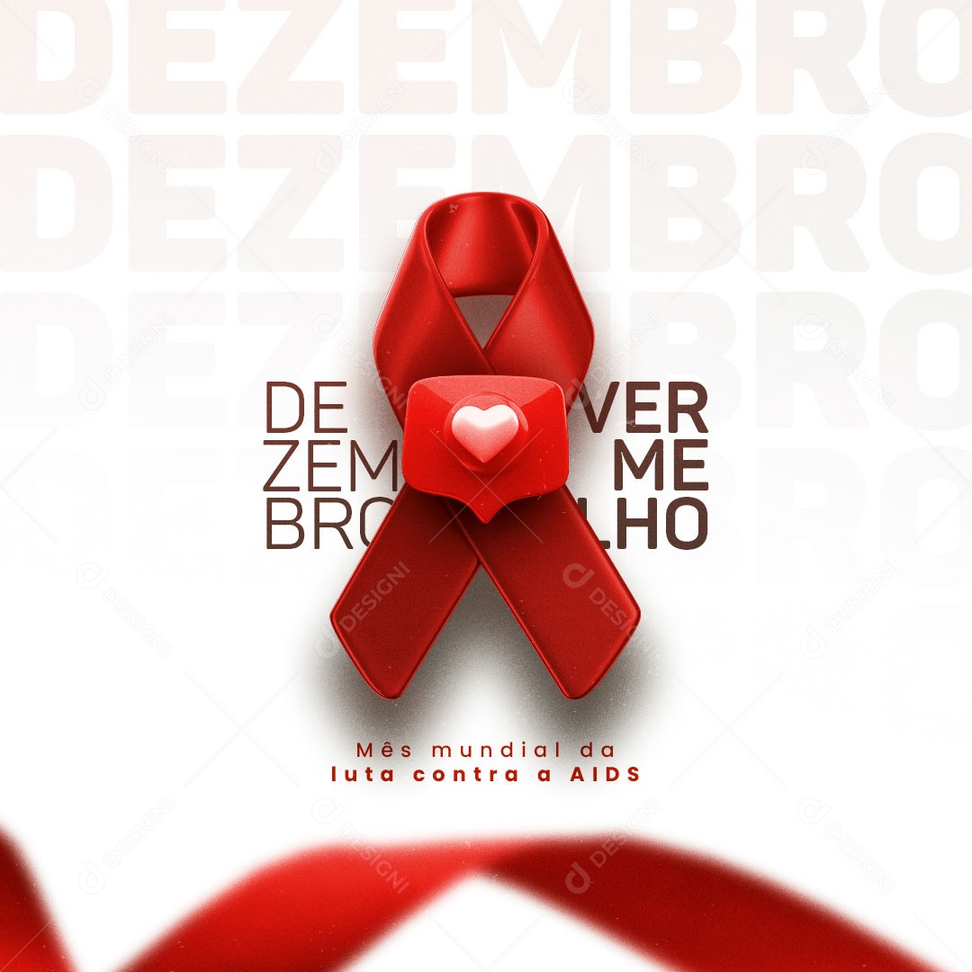 Mês Mundial da Luta Contra AIDS Dezembro Vermelho Social Media PSD Editável