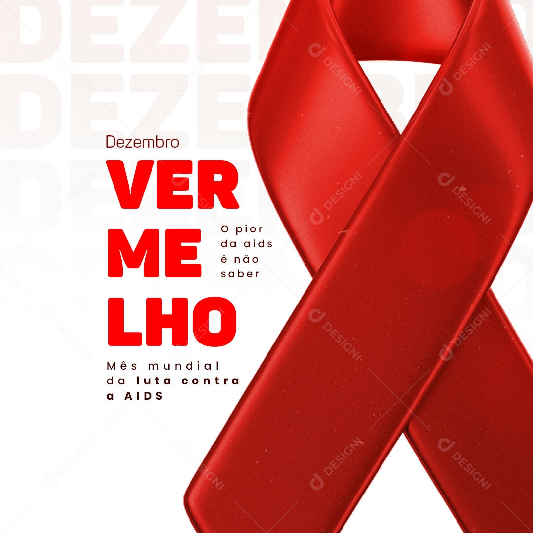 Cuidar da Sua Saúde é um Gesto de Amor Dezembro Vermelho Social Media PSD Editável