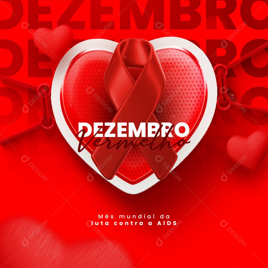 Mês Mundial da Luta Contra AIDS Dezembro Vermelho Social Media PSD Editável