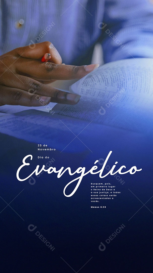 Story Busquem pois em Primeiro Lugar o Reino de Deus Dia do Evangélico Social Media PSD Editável