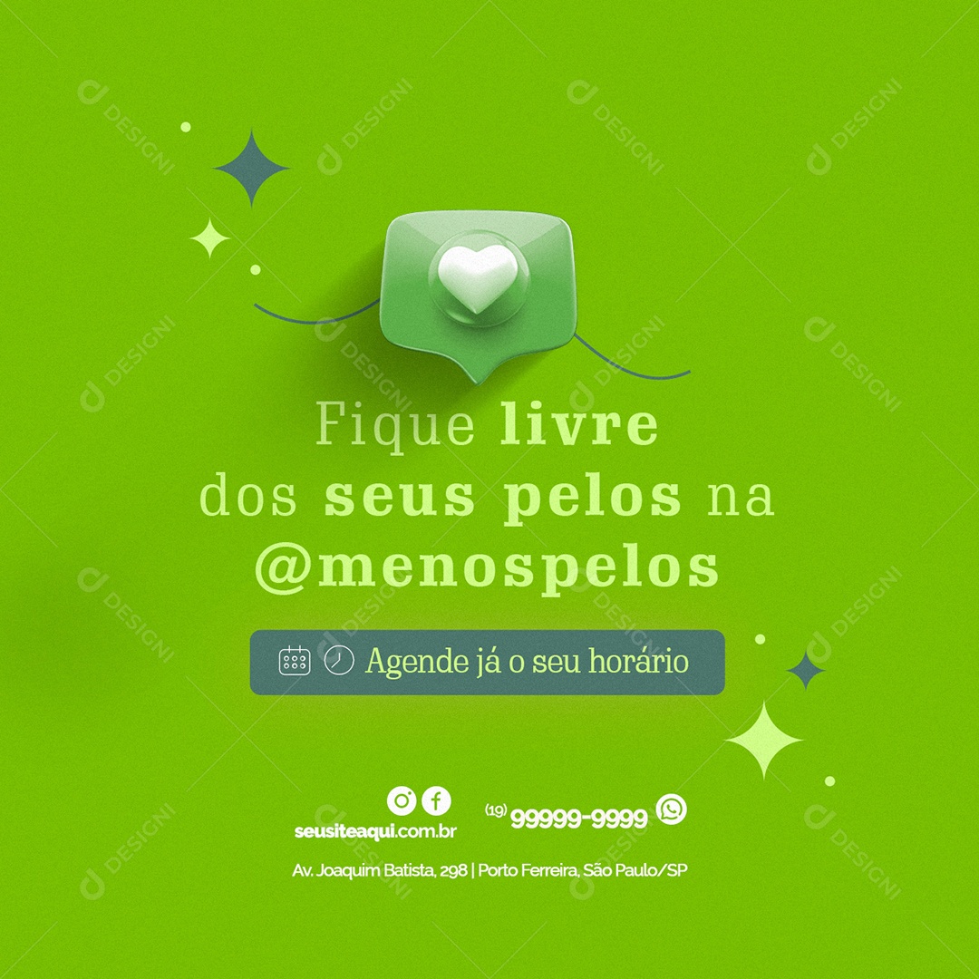 Fique Livre dos Seus Pelos Depilação a Laser Social Media PSD Editável