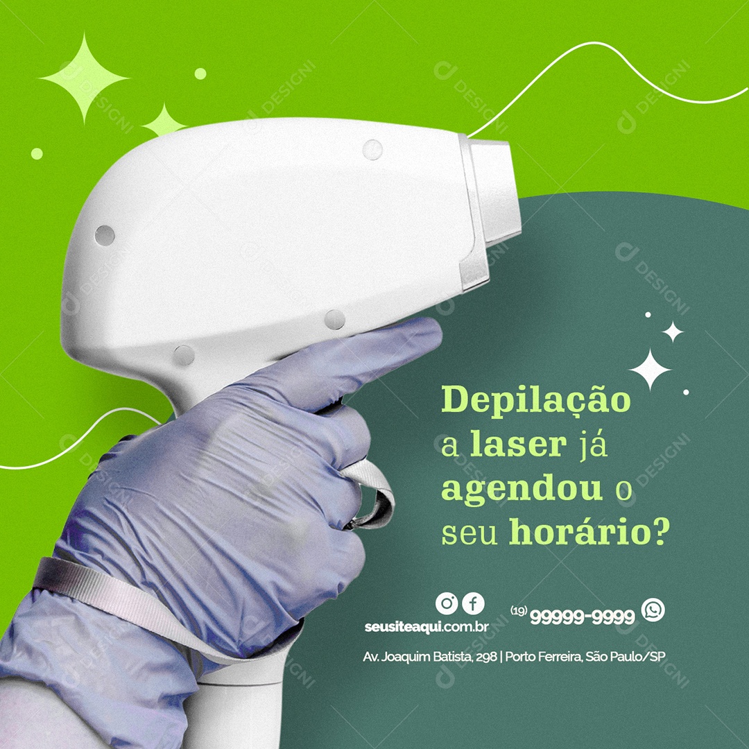 Depilação a Laser Já Agendou o Seu Horário Social Media PSD Editável