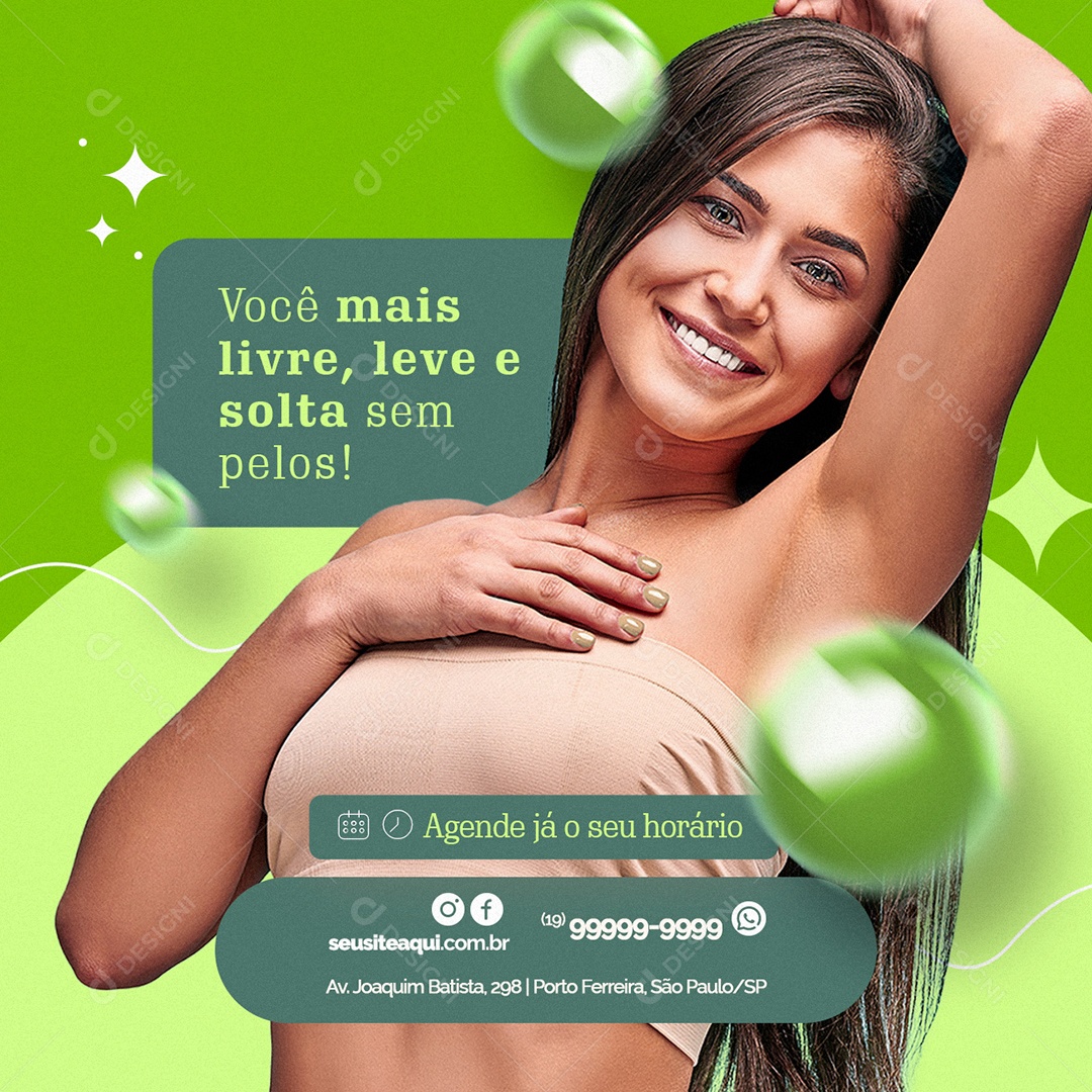Você mais Livre Leve e Solta Depilação a Laser Social Media PSD Editável