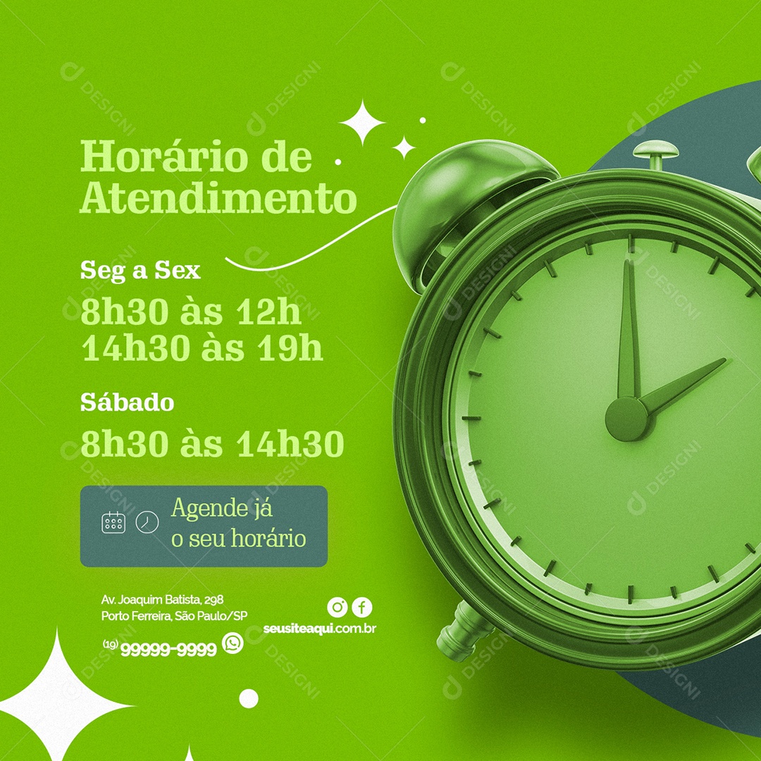 Horário de Atendimento Depilação a Laser Social Media PSD Editável