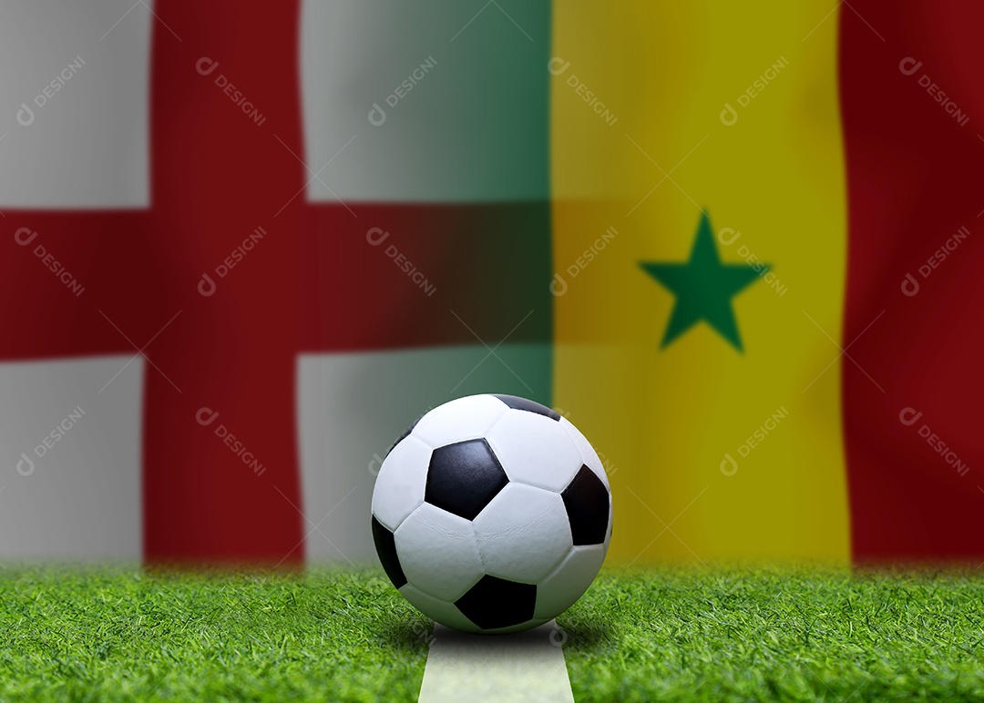 Copa de futebol competição rodada entre a seleção nacional da Inglaterra e a nacional do Senegal.