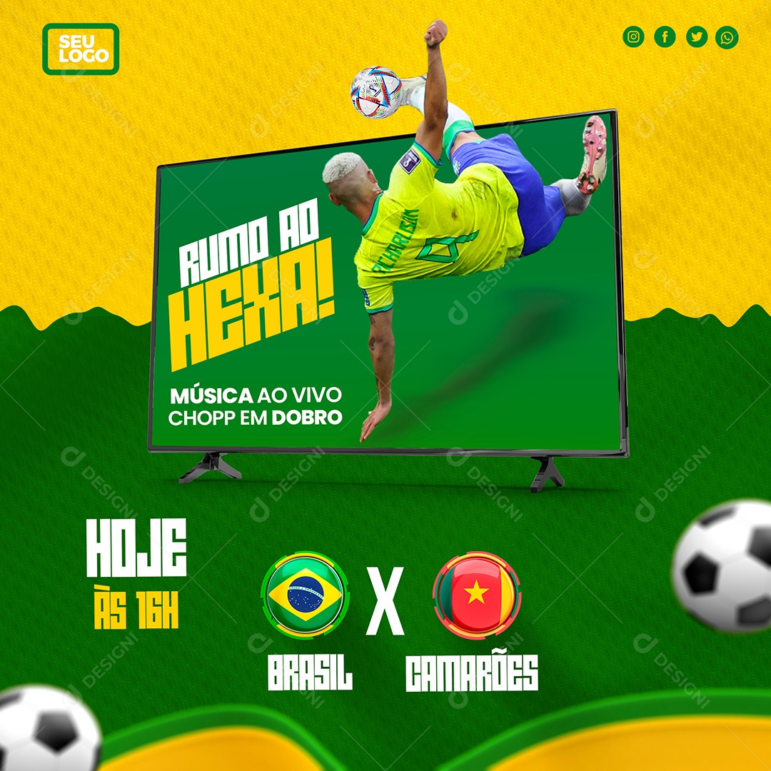Social Media Copa do Mundo Rumo ao Hexa PSD Editável