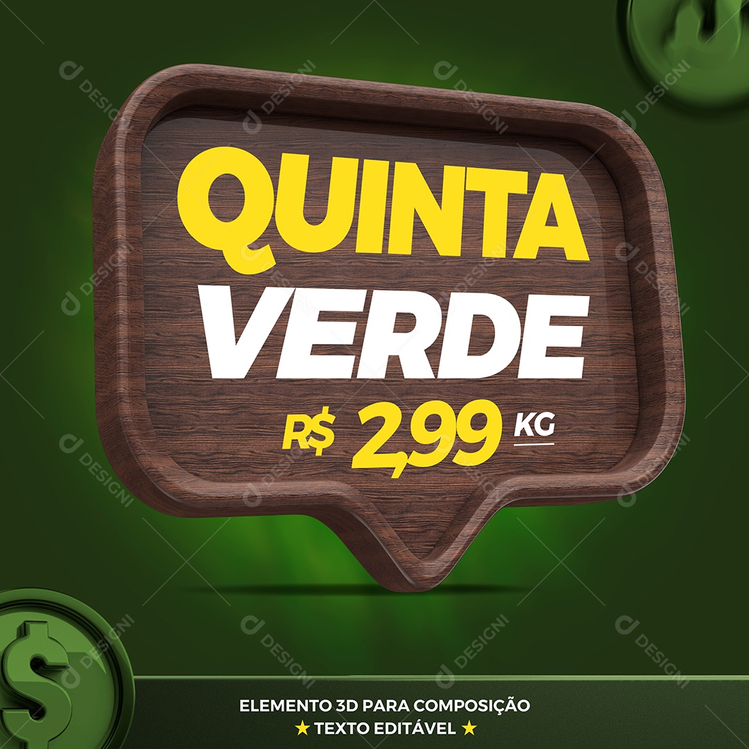 Caixa De Texto Elemento 3D de Madeira Para Composição PSD