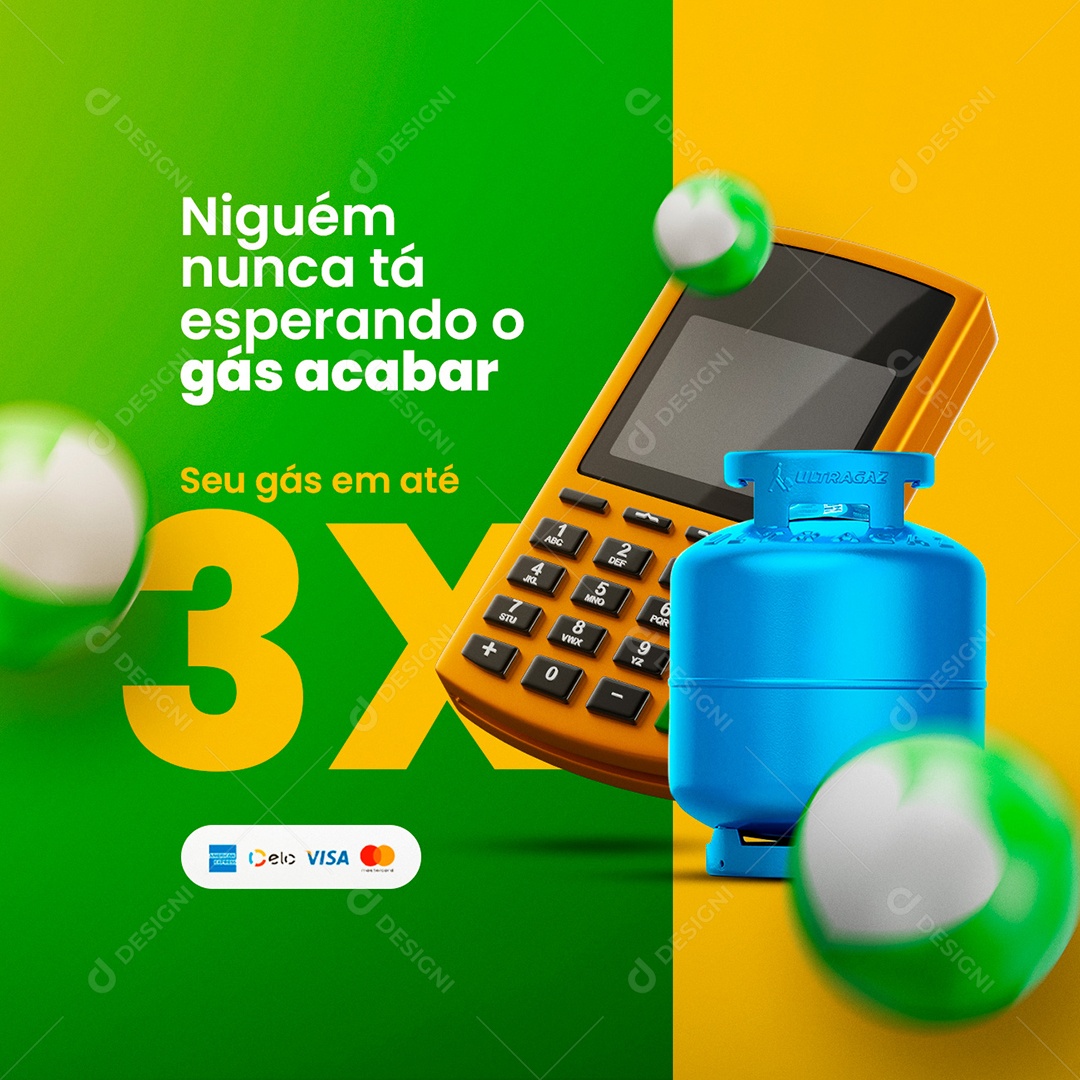 Ninguém Nunca tá Esperando o Gás Acabar Gás de Cozinha Social Media PSD Editável