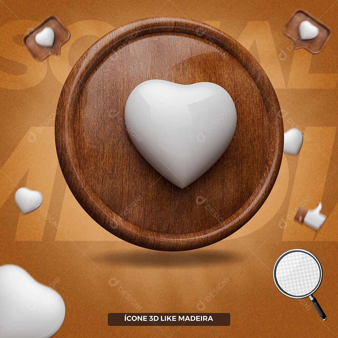 Emoji Amei Instagram em Caixa de Mensagem de Chocolate 3D PSD