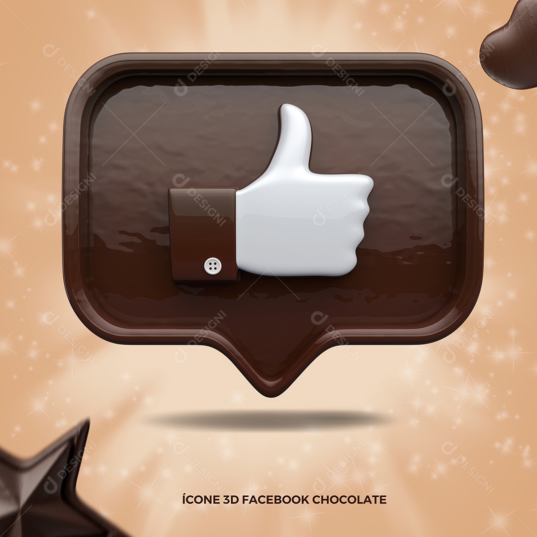Coração de Chocolate, Like 3D para Composição Rede Social PSD