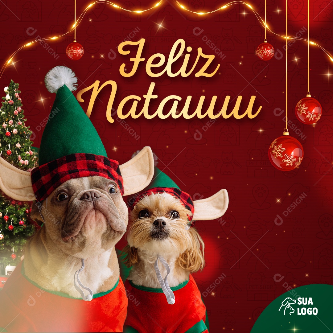 Pet Shop Merry Christmas Social Media Editable PSD