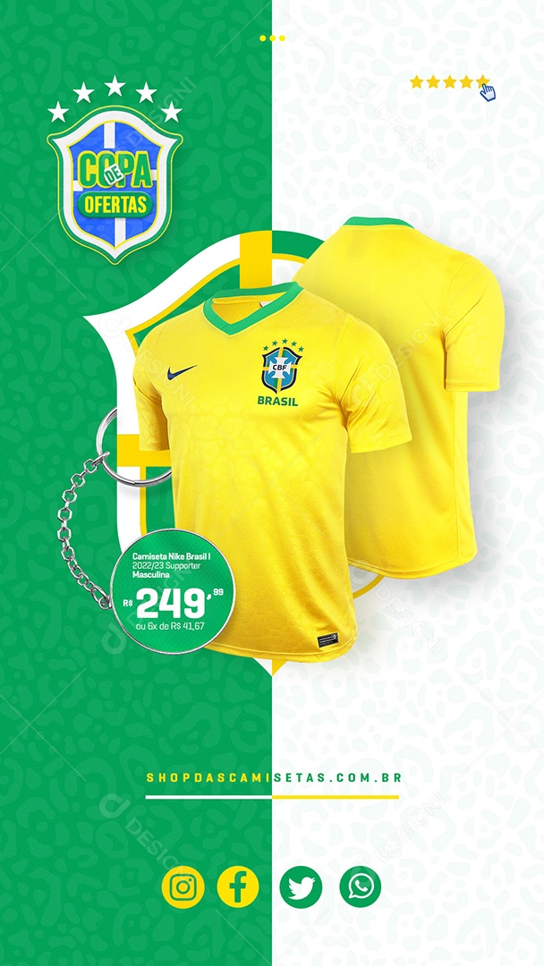 Story Promoção Em Camisa Seleção Brasileira Social Media PSD Editável