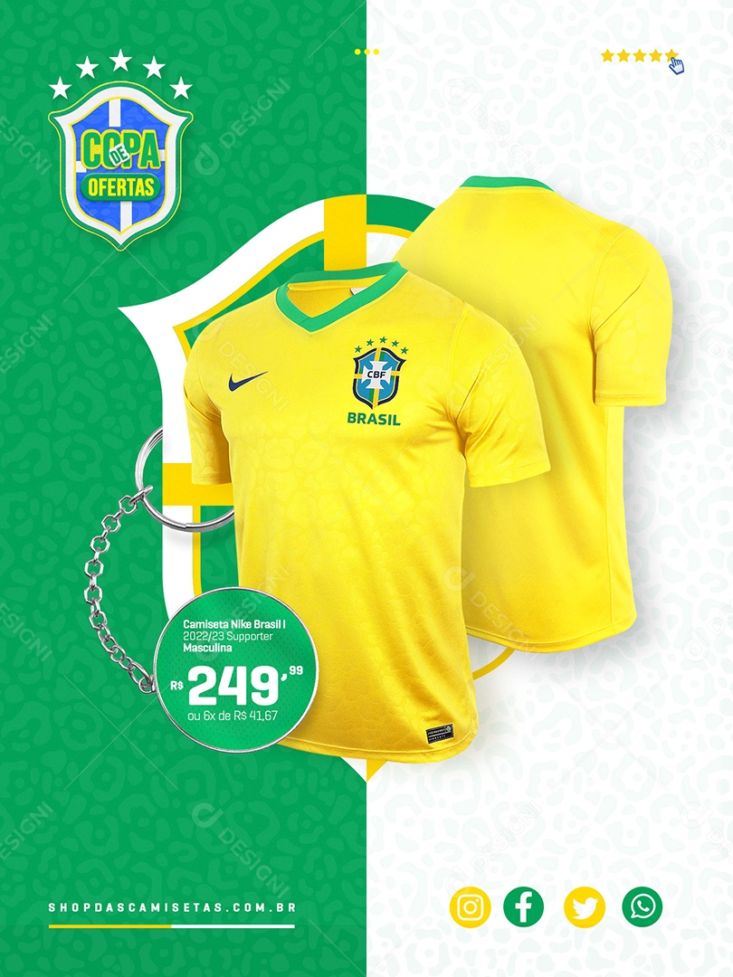 Promoção Em Camisa Seleção Brasileira Social Media PSD Editável