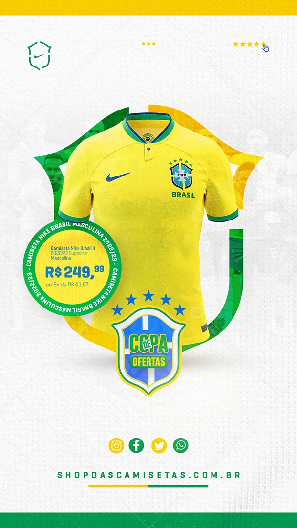 Story Promoção Em Camisa Seleção Brasileira Social Media PSD Editável