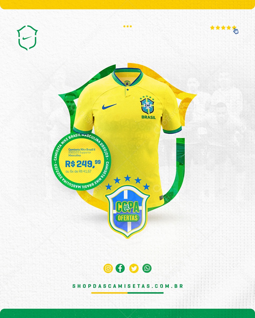 Promoção Em Camisa Seleção Brasileira Social Media PSD Editável