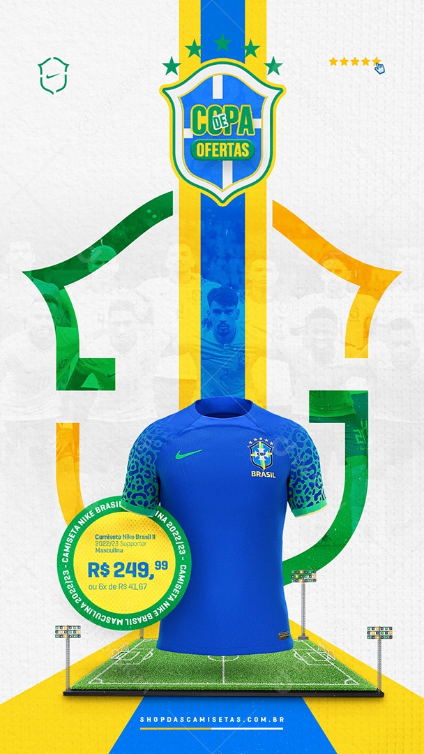 Story Promoção Em Camisa Seleção Brasileira Social Media PSD Editável