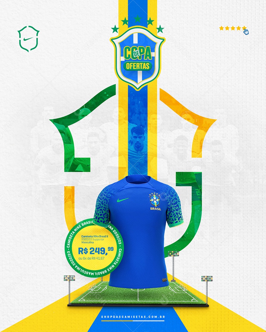 Promoção Em Camisa Seleção Brasileira Social Media PSD Editável