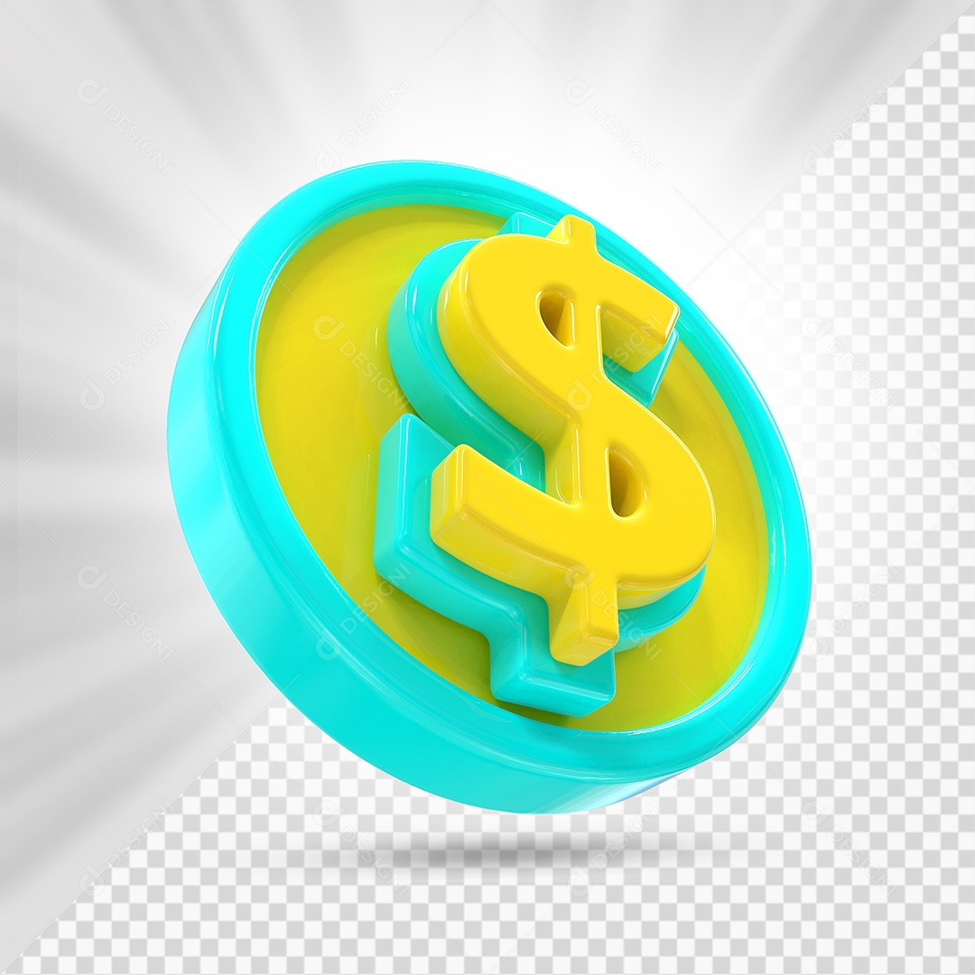 Moeda Azul Marinho e Dourado Elemento 3D Para Composição PSD