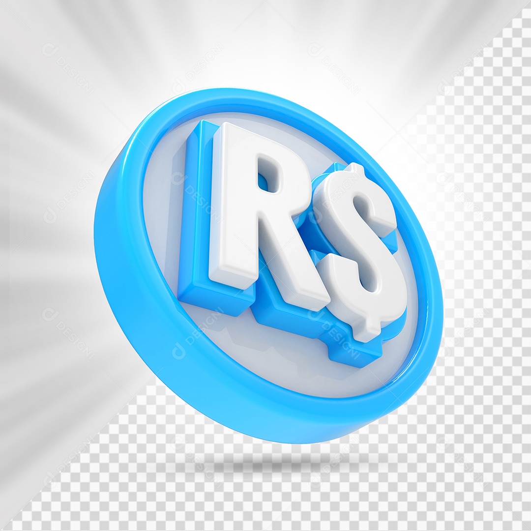 Moeda Azul Marinho e Branco Elemento 3D Para Composição PSD