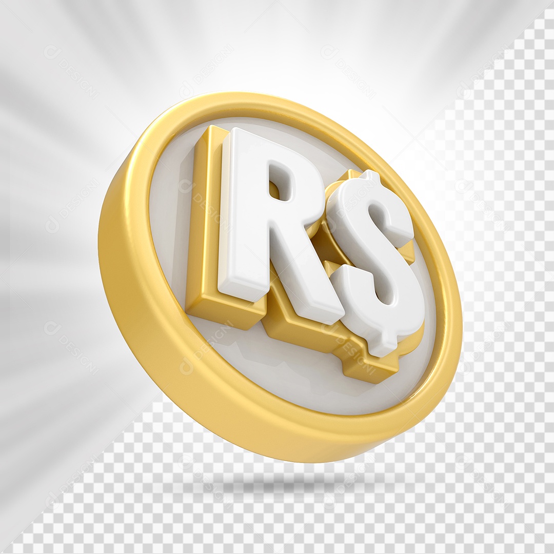 Moeda Dourado e Branco Elemento 3D Para Composição PSD